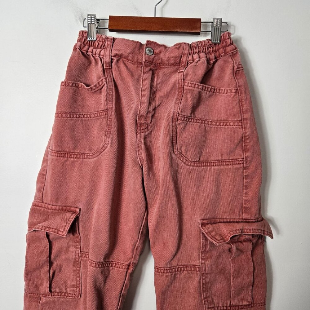 Free People Size S Cotton Platoon Cargo Pants In Red Rust Elastic Waistband - Picture 6 of 16
